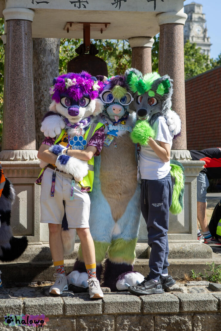 Aurora Wisp with their arms around Neo Moonpaw and Exon Aurora Wisp with their arms around Neo Moonpaw and Exon