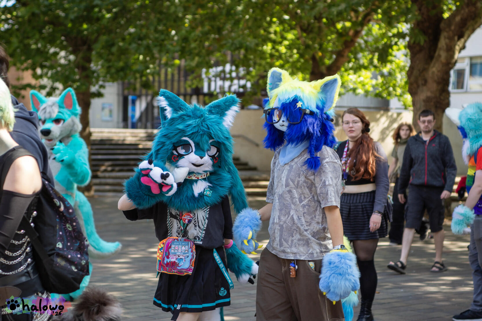 Miku and Cody walking through Guildhall Square Miku and Cody walking through Guildhall Square