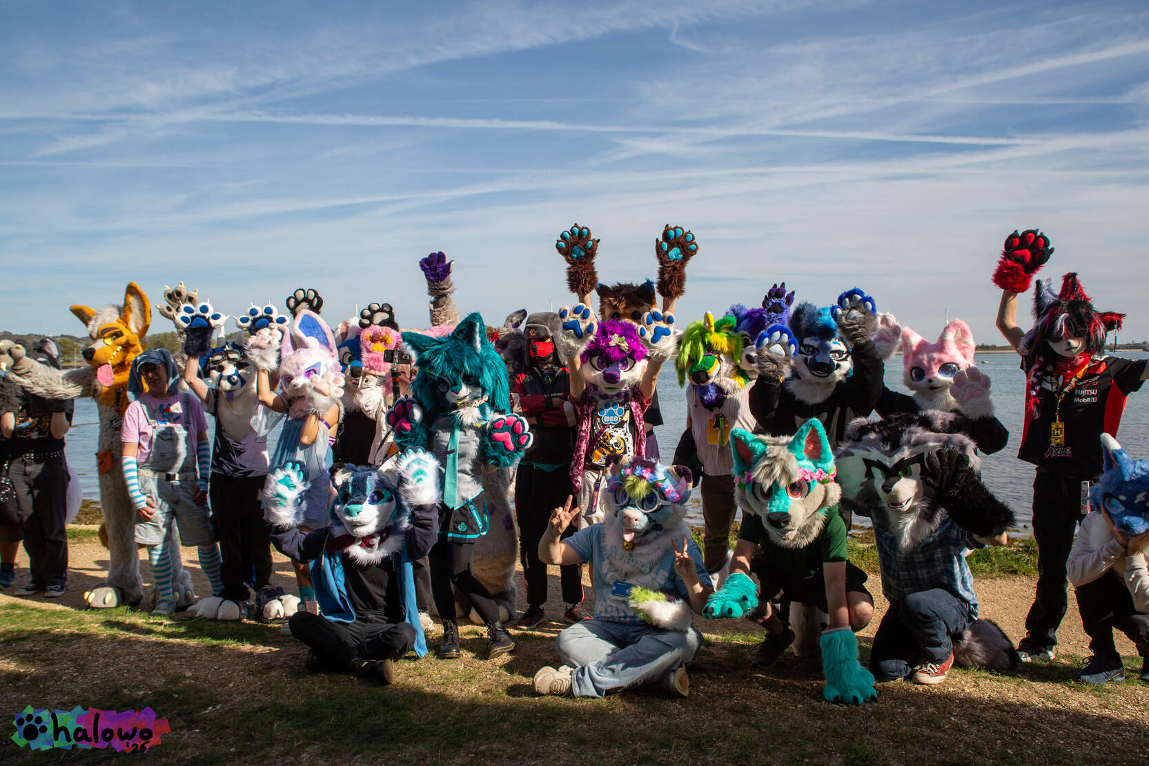 A group photo by the waterfront A group photo by the waterfront